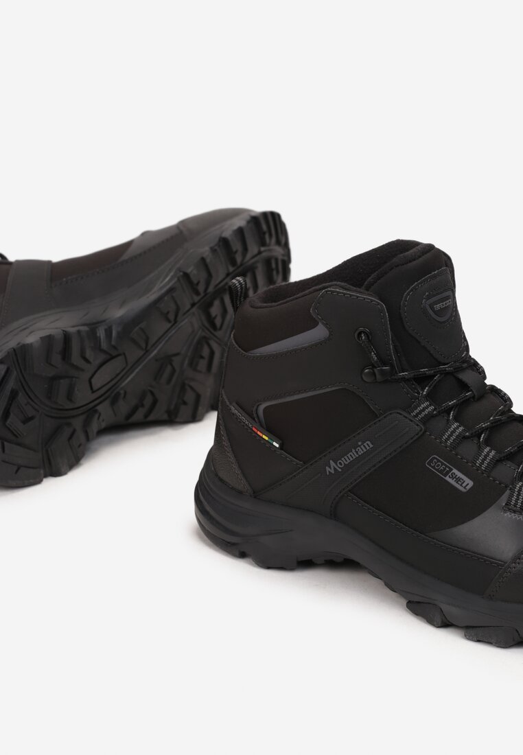Czarne Buty Trekkingowe za Kostkę Sznurowane Cheshi
