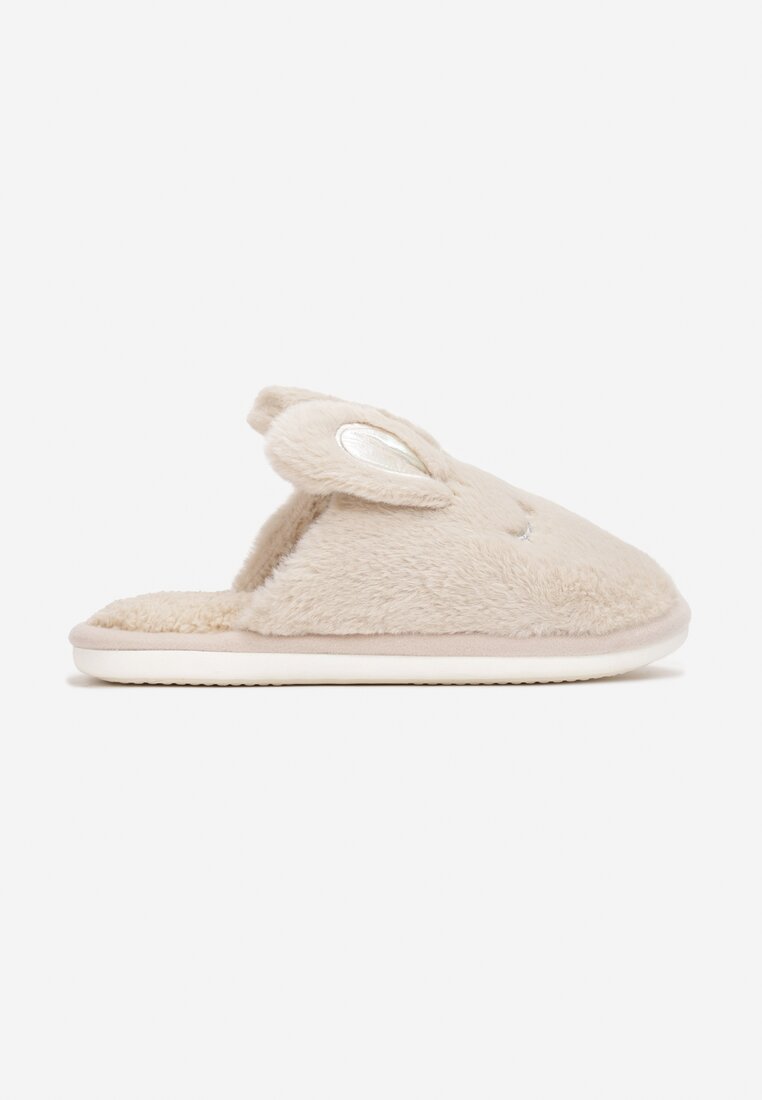 Beżowe Kapcie Futrzane z Uszami Yesaza