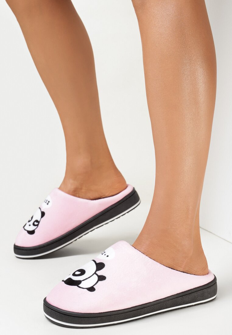 Różowe Kapcie Wsuwane z Nadrukiem Fazasi