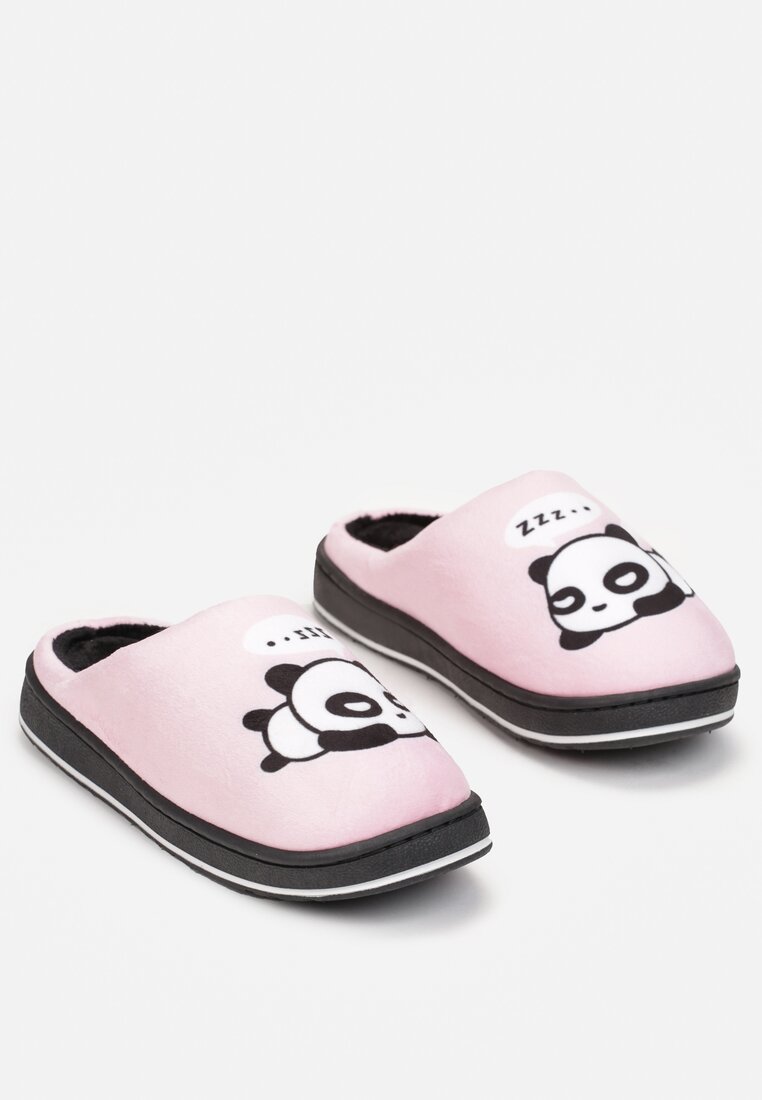 Różowe Kapcie Wsuwane z Nadrukiem Fazasi