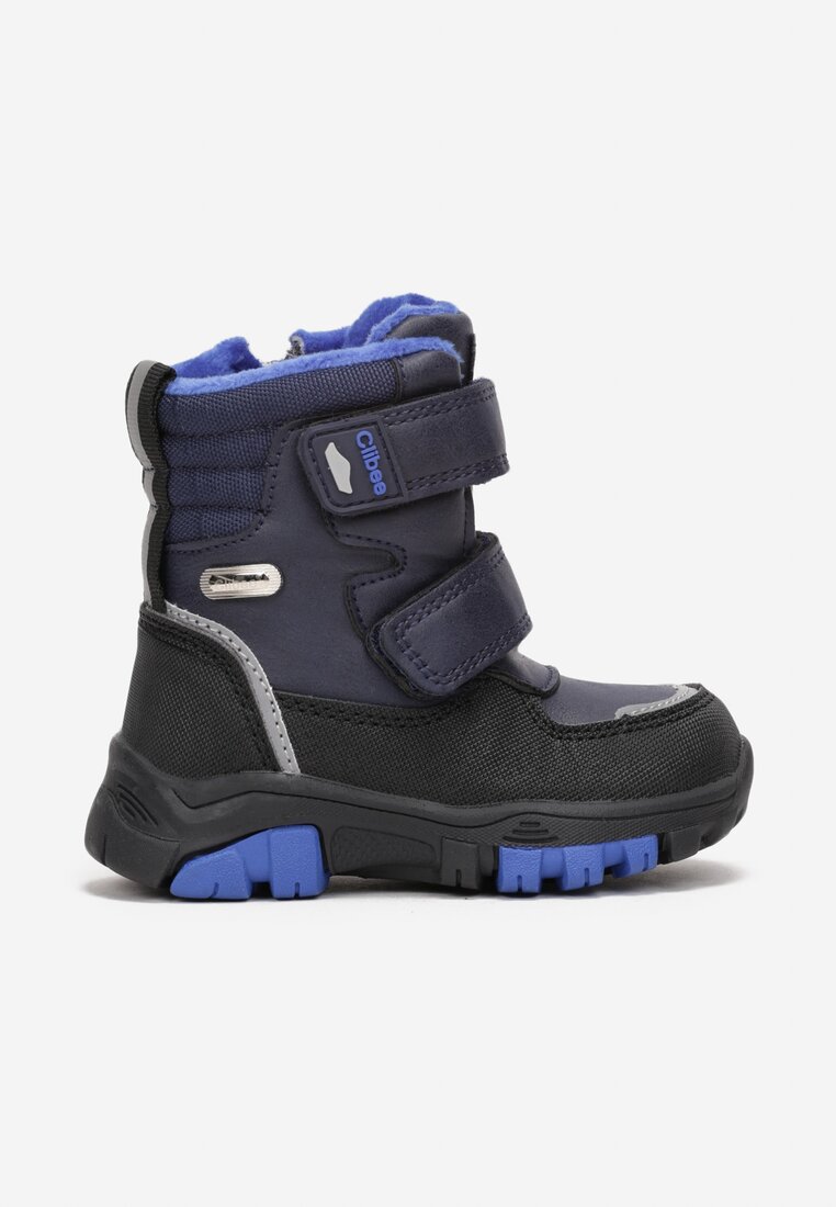 Niebieskie Śniegowce Ocieplane z Wkładką ze Skóry Naturalnej Onncum