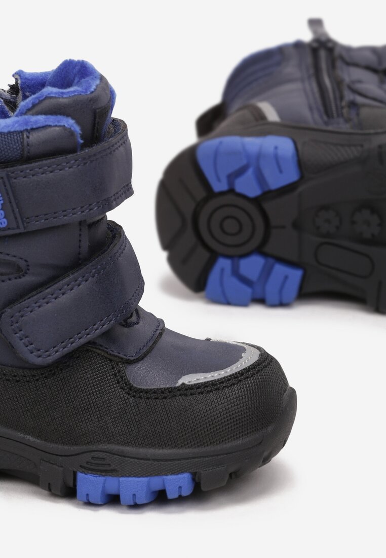 Niebieskie Śniegowce Ocieplane z Wkładką ze Skóry Naturalnej Onncum