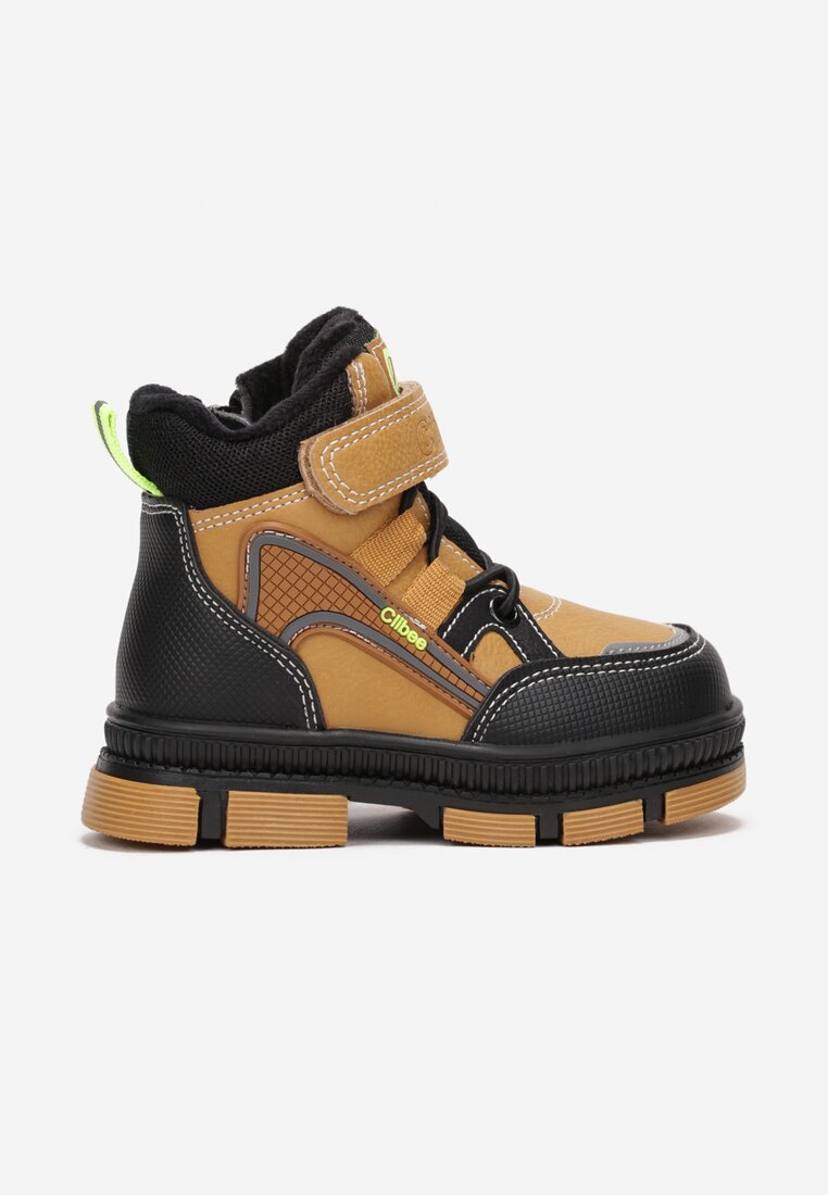 Brązowe Botki Sportowe na Rzep Nolie