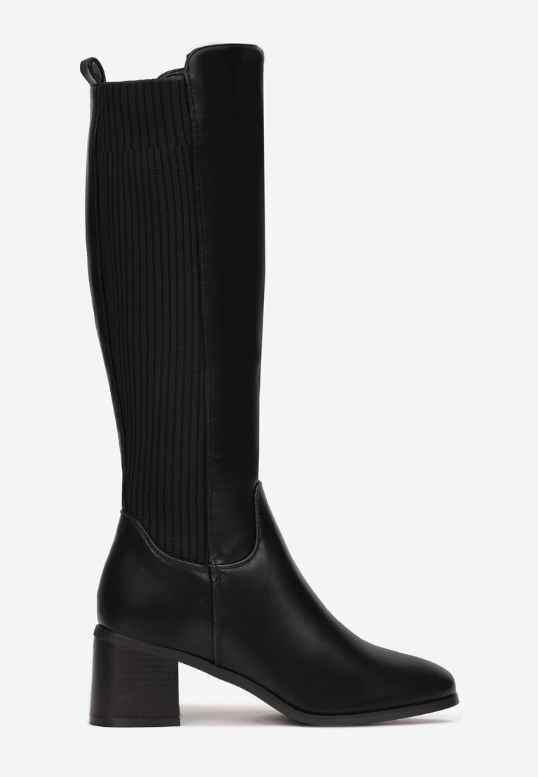 Czarne Kozaki Muszkieterki na Obcasie Hayasa