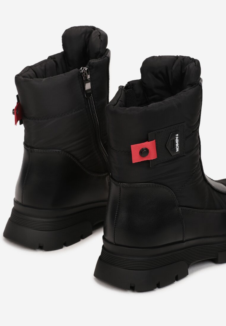 Czarno-Czerwone Botki z Suwakiem Atikah