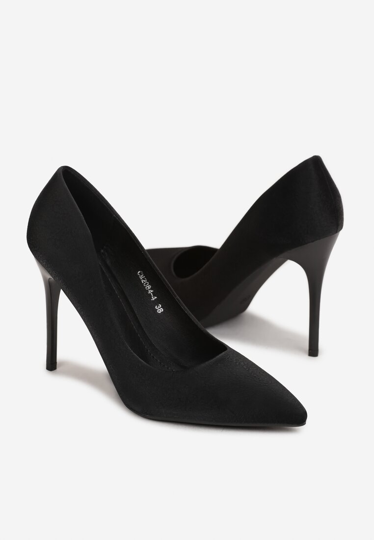 Pantofi stiletto Piele întoarsă ecologică neagră