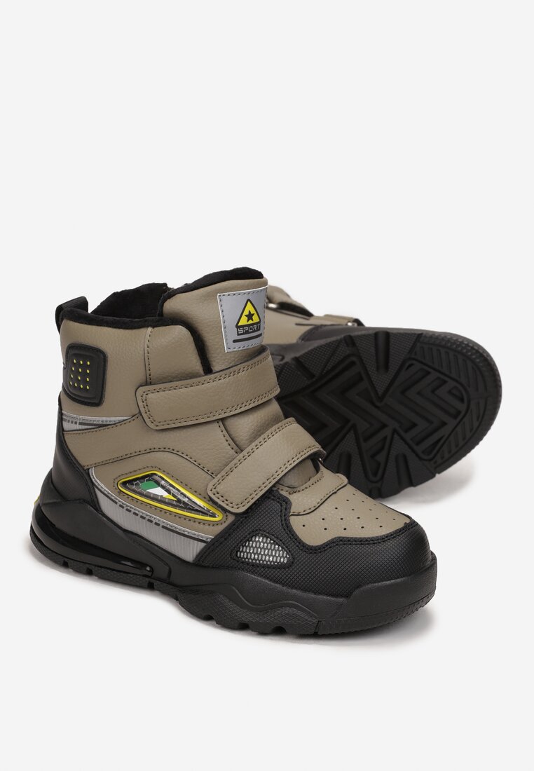 Zielono-Żółte Traperki Sportowe na Rzepy Nezule