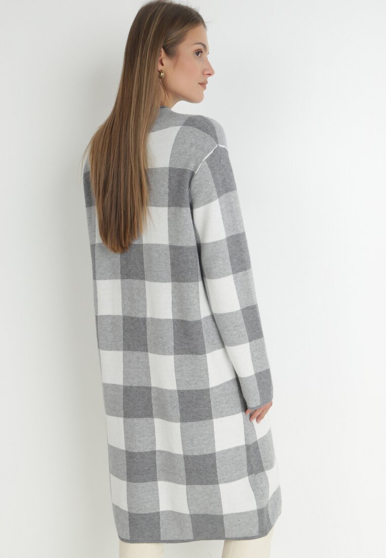 Szara Sukienka Oversize w Kratę Chrysyne