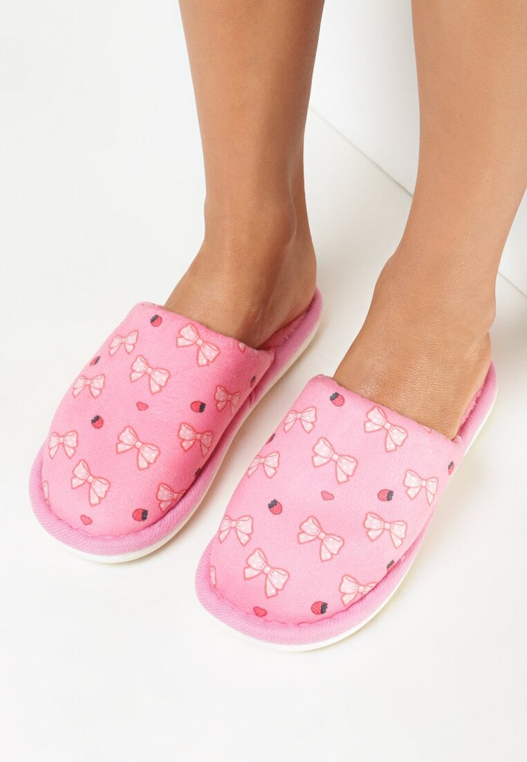 Różowe Kapcie z Nadrukiem w Kokardki Yavu