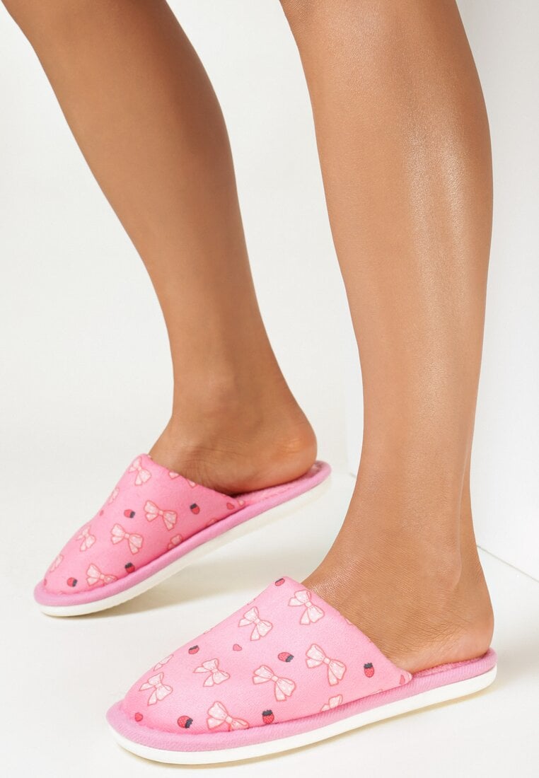 Różowe Kapcie z Nadrukiem w Kokardki Yavu