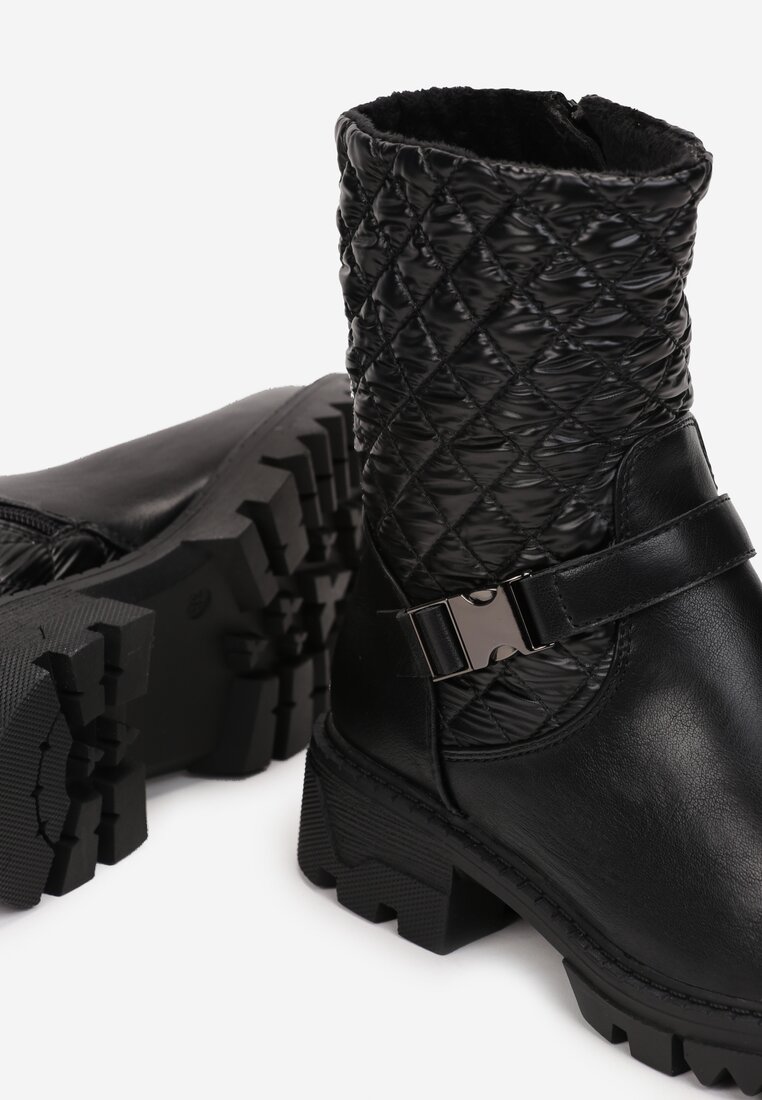 Czarne Botki Sztyblety z Pikowaną Cholewką Yerani