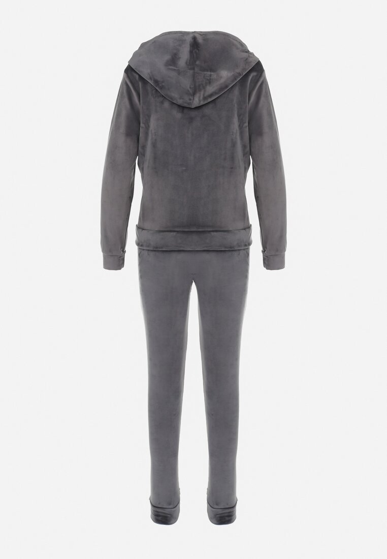 Ciemnoszary 2-częściowt Komplet Dresowy Welurowy Sayo