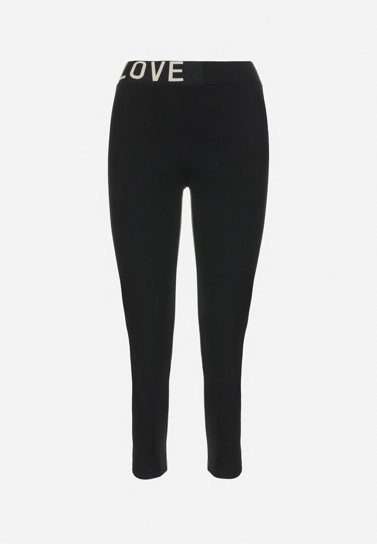 Czarne Legginsy z Napisem w Pasie Nemeza