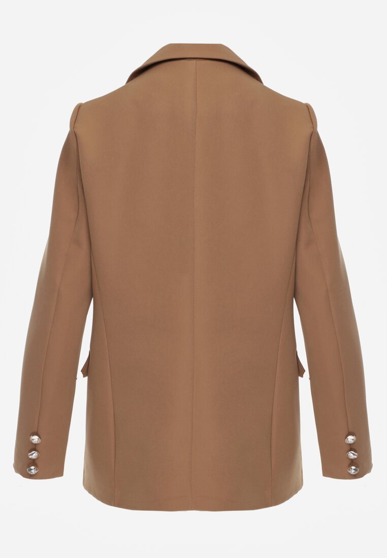 Beżowa Marynarka Niezapinana z Dekoracyjnymi Guzikami Nasse