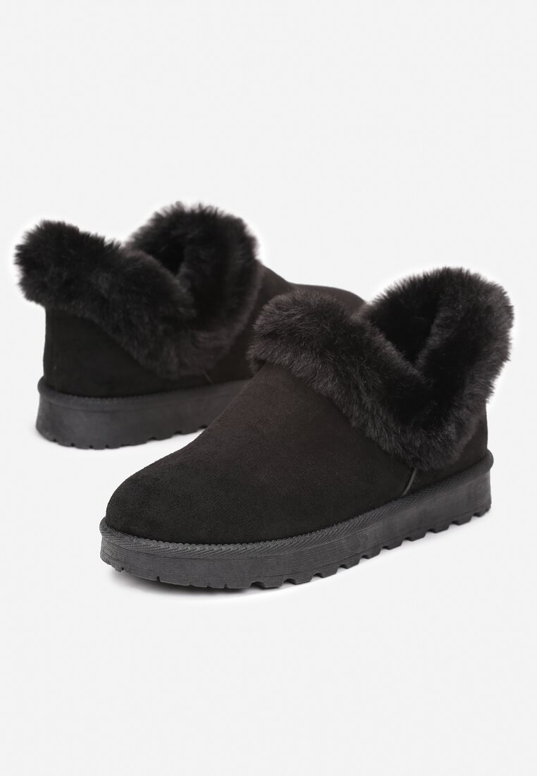Czarne Śniegowce z Futerkiem Roka