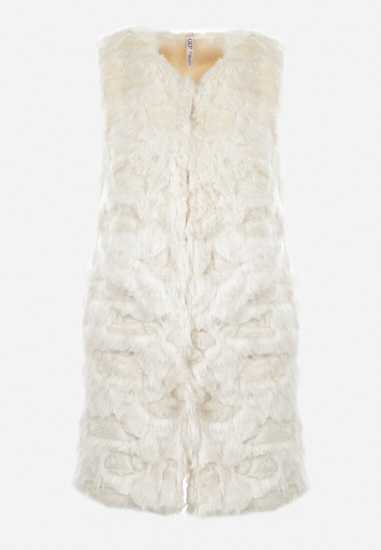 Beżowa Kamizelka Futrzana Farine