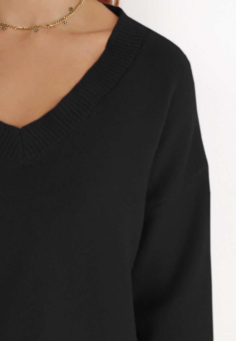Czarny Sweter z Wiskozy Oversize Yorate