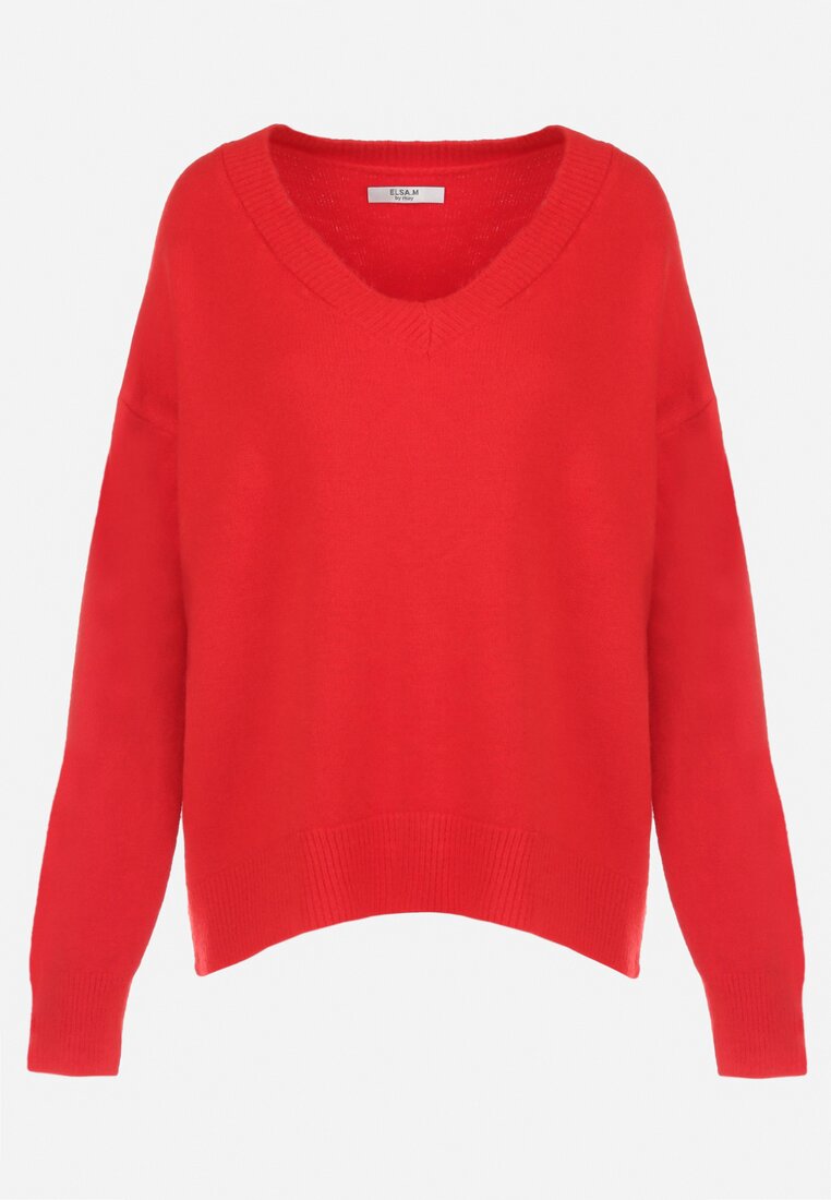 Czerwony Sweter z Wiskozy Oversize Yorate