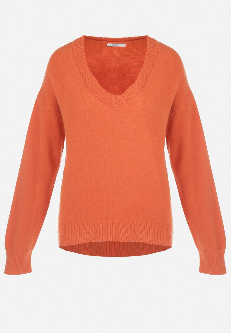 Pomarańczowy Sweter z Wiskozy Oversize Yorate