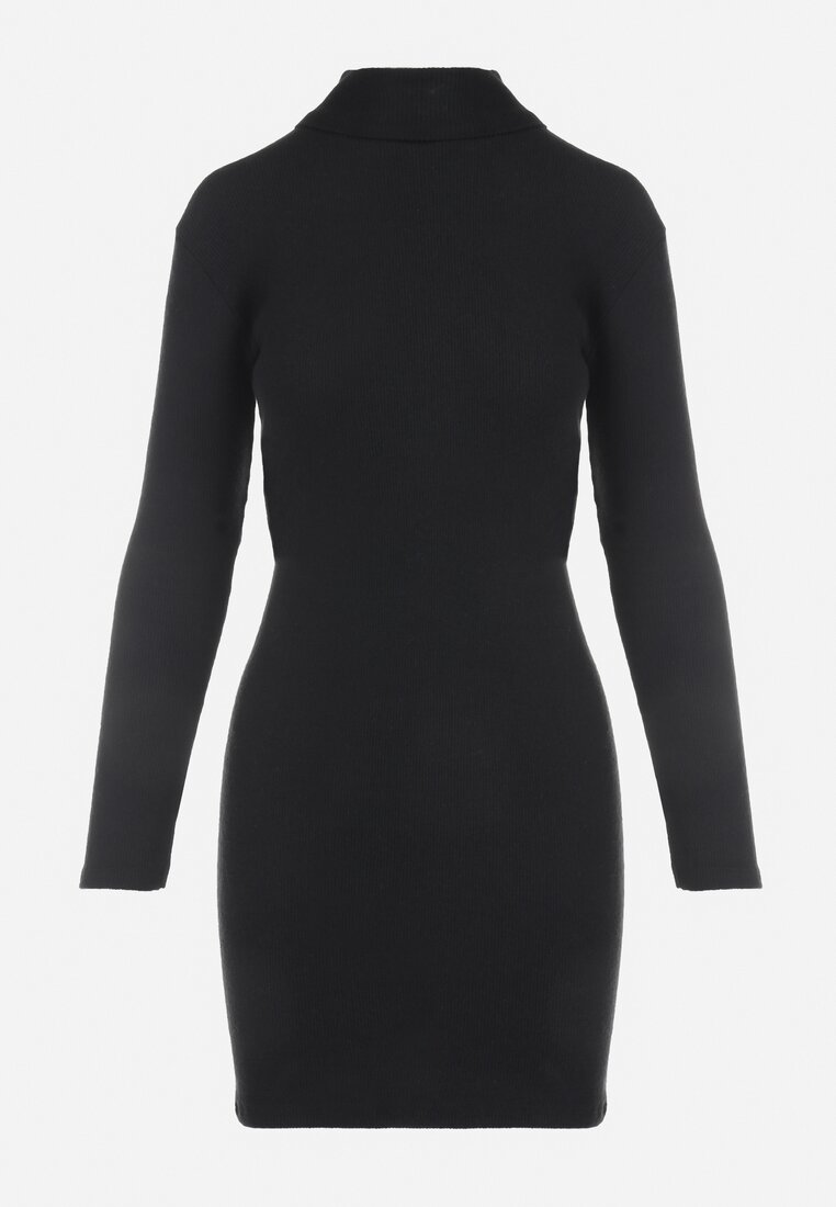 Czarna Sukienka Bawełniana z Golfem Rormo