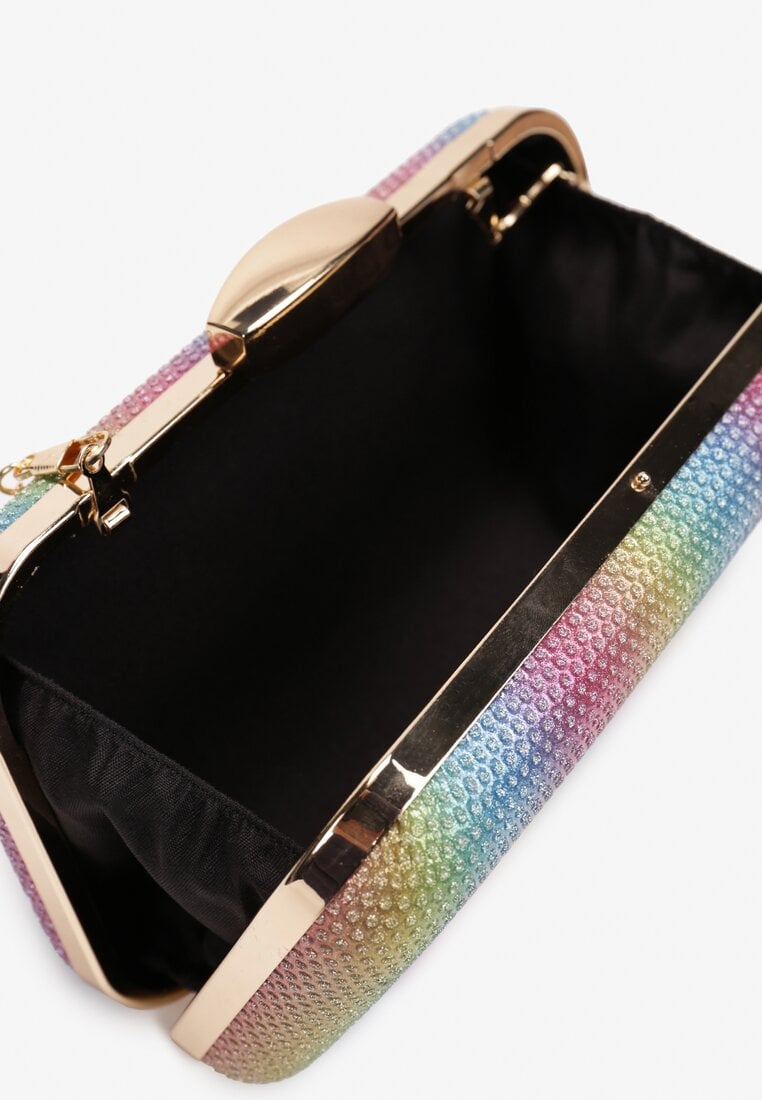 Wielokolorowa Torebka Kopertówka Brokatowa z Łańcuszkiem Phery