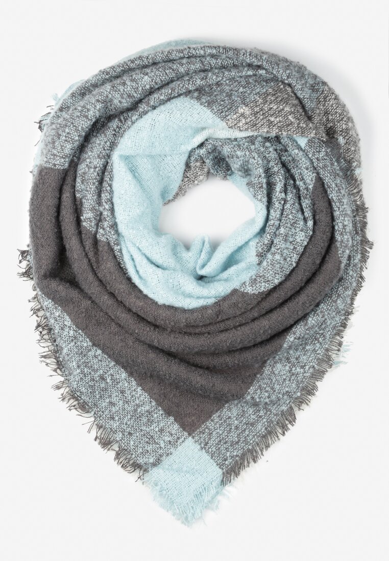 Jasnoniebieski Szalik w Szeroką Kratę Creci