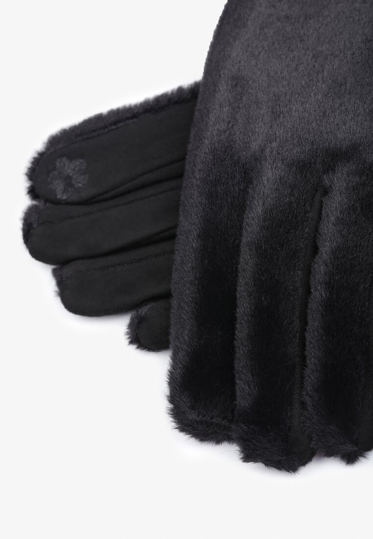 Czarne Pluszowe Rękawiczki Fride