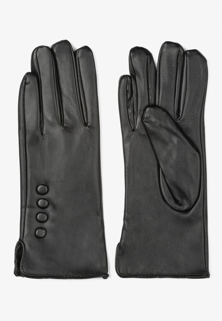 Czarne Rękawiczki z Imitacji Skóry Baice