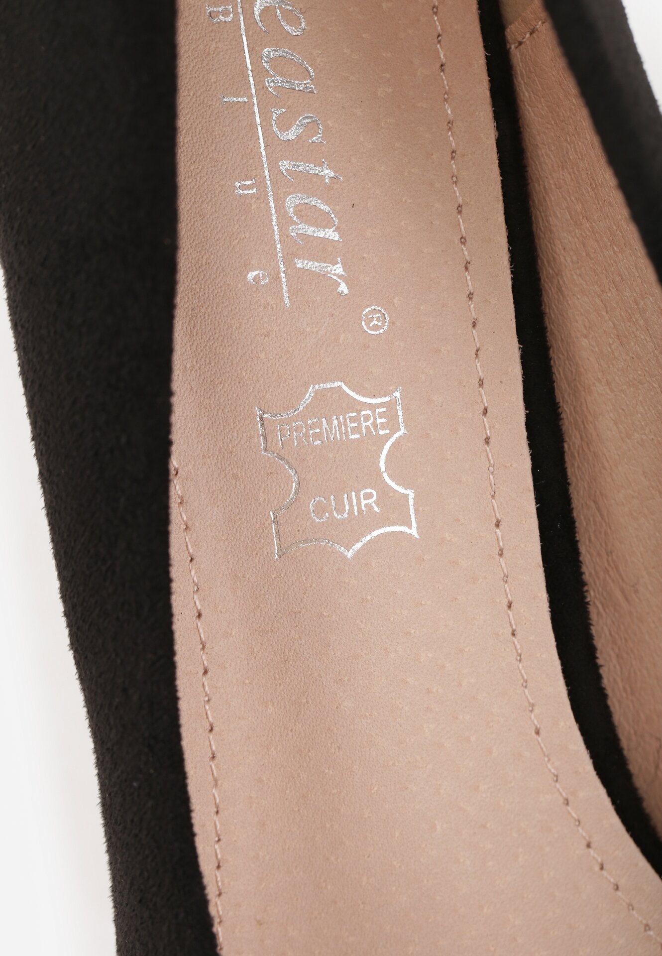 Czarne Czółenka na Wysokim Słupku ze Skórzaną Wkładką Nisho