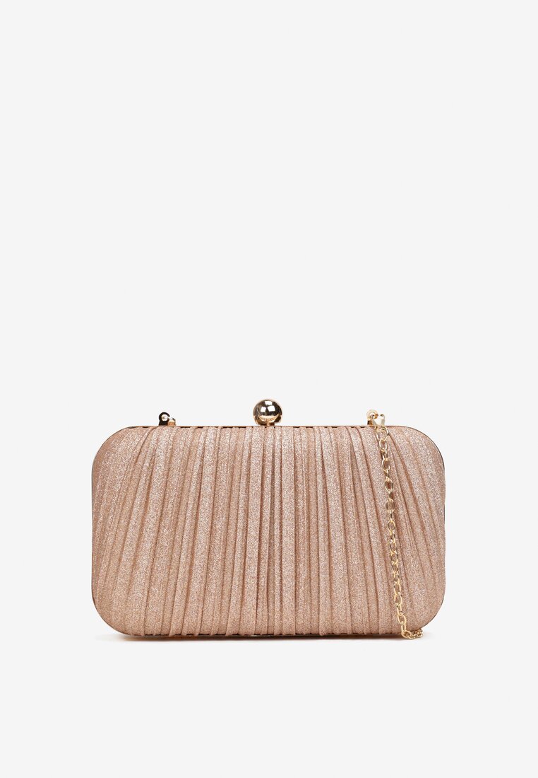 Szampańska Brokatowa Torebka Kopertówka z Łańcuszkiem Haga