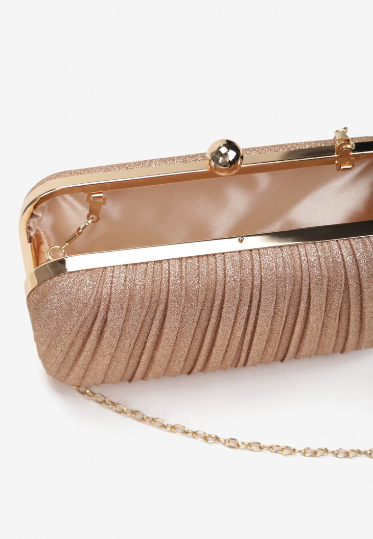 Szampańska Brokatowa Torebka Kopertówka z Łańcuszkiem Haga