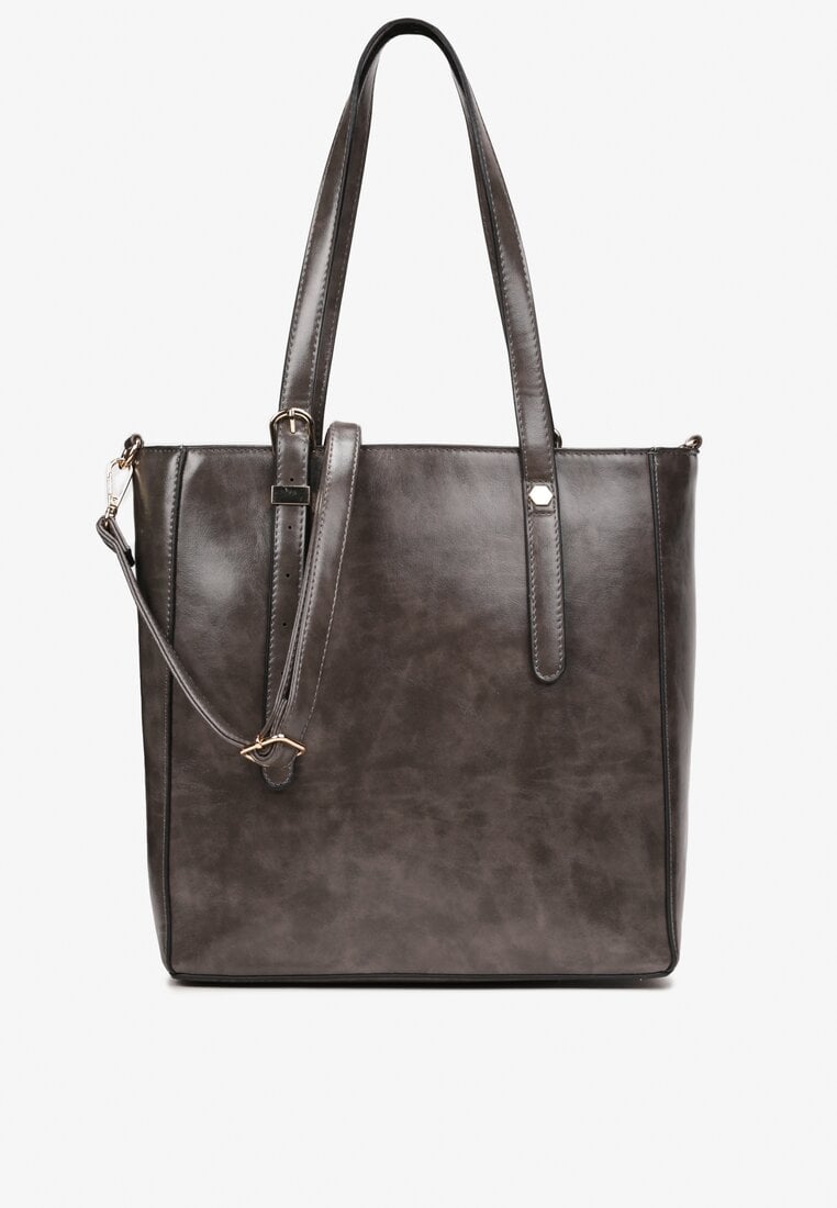 Szara Duża Torebka z Tłoczeniem Skóry Krokodyla Petreliy