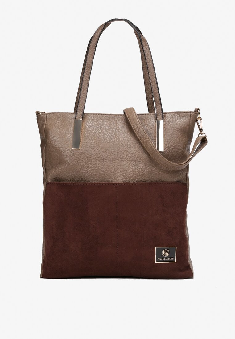 Ciemnobeżowa Torebka Shopper na Ramię Amion