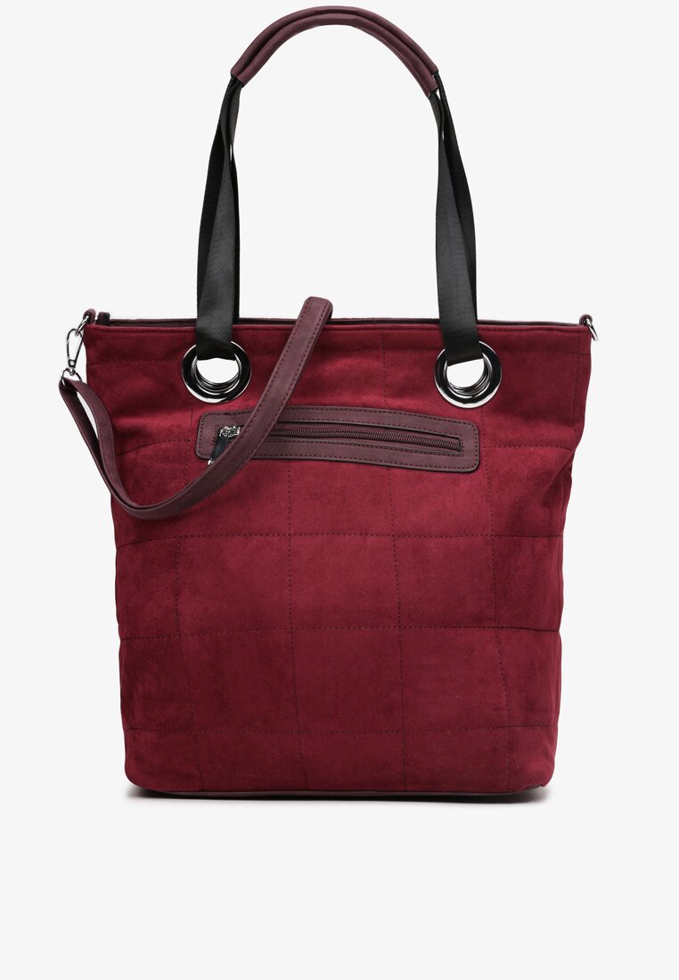 Bordowa Torebka Shopper z Pikowaniem Frideen