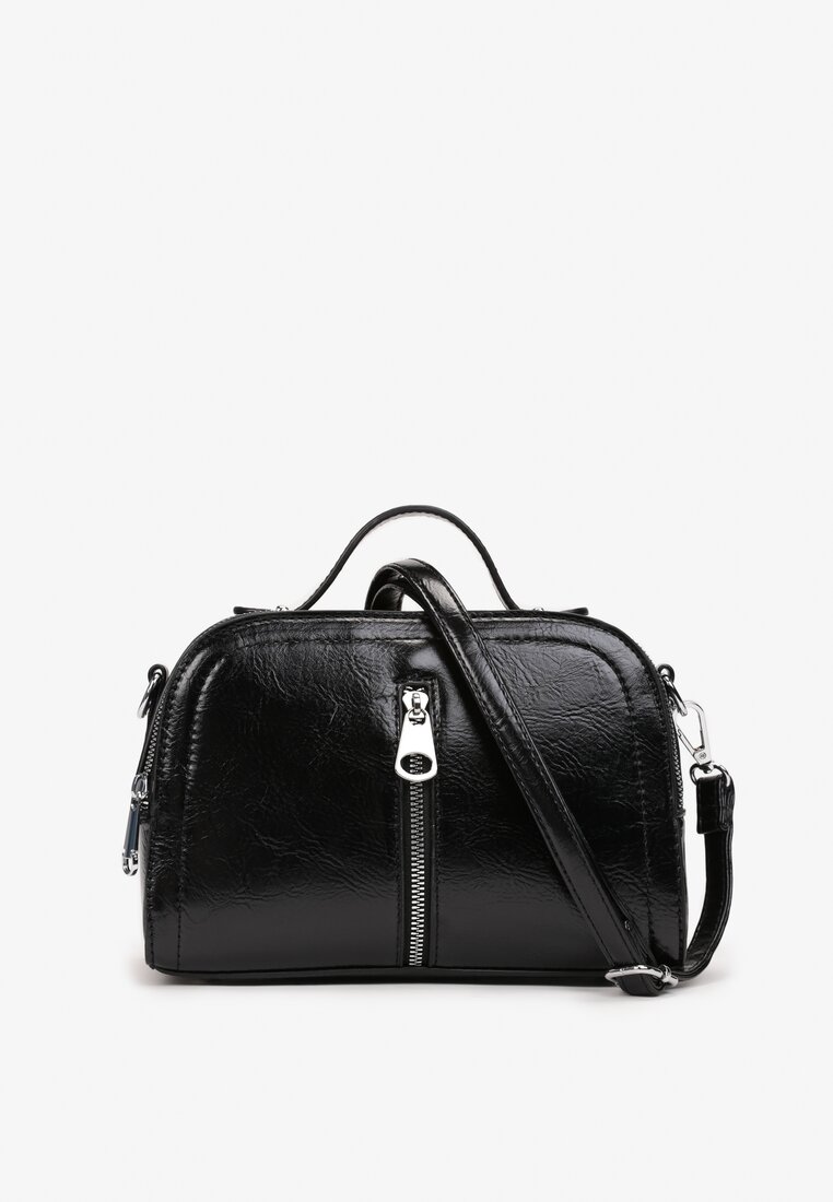 Czarna Dwukomorowa Torebka z Dekoracyjnym Suwakiem Hezeze