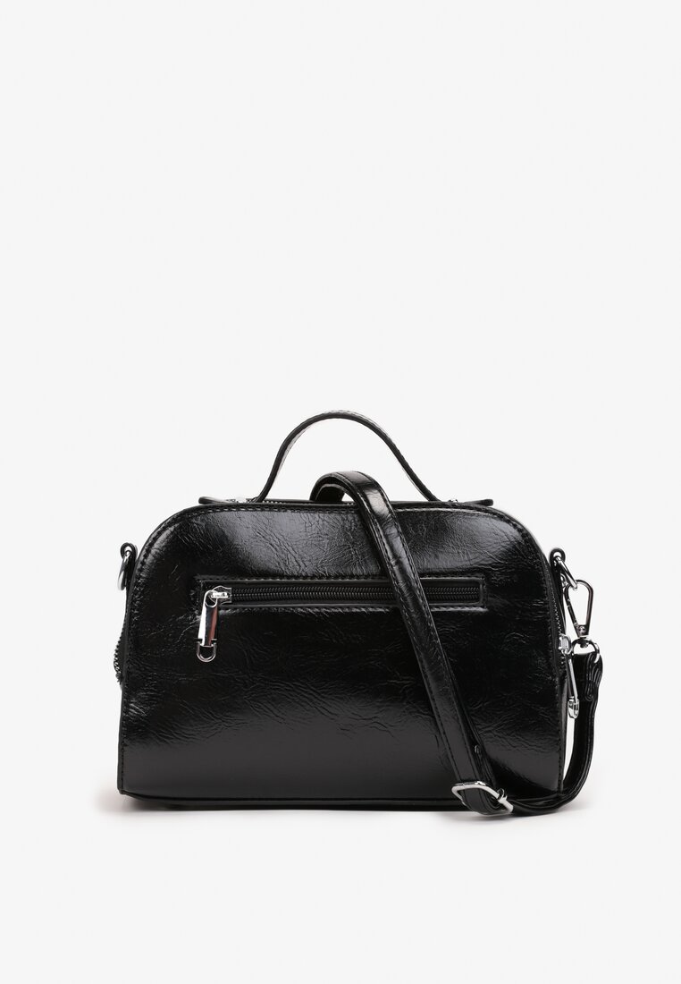 Czarna Dwukomorowa Torebka z Dekoracyjnym Suwakiem Hezeze