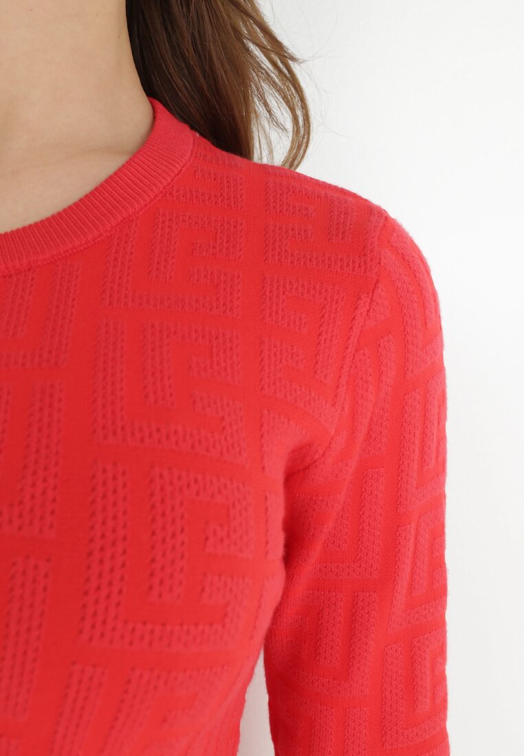 Czerwony Sweter w Geometryczny Wzór Chliphe