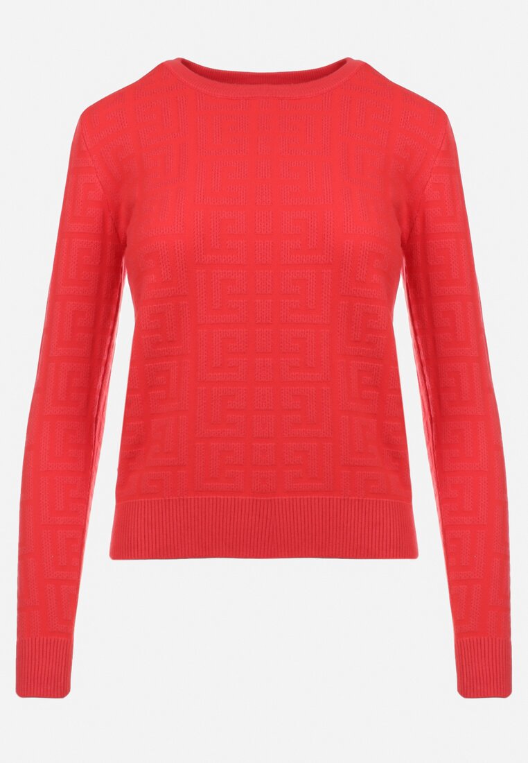 Czerwony Sweter w Geometryczny Wzór Chliphe