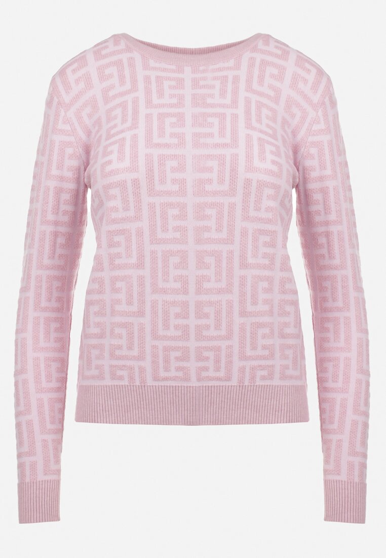 Różowy Sweter w Geometryczny Wzór Chliphe