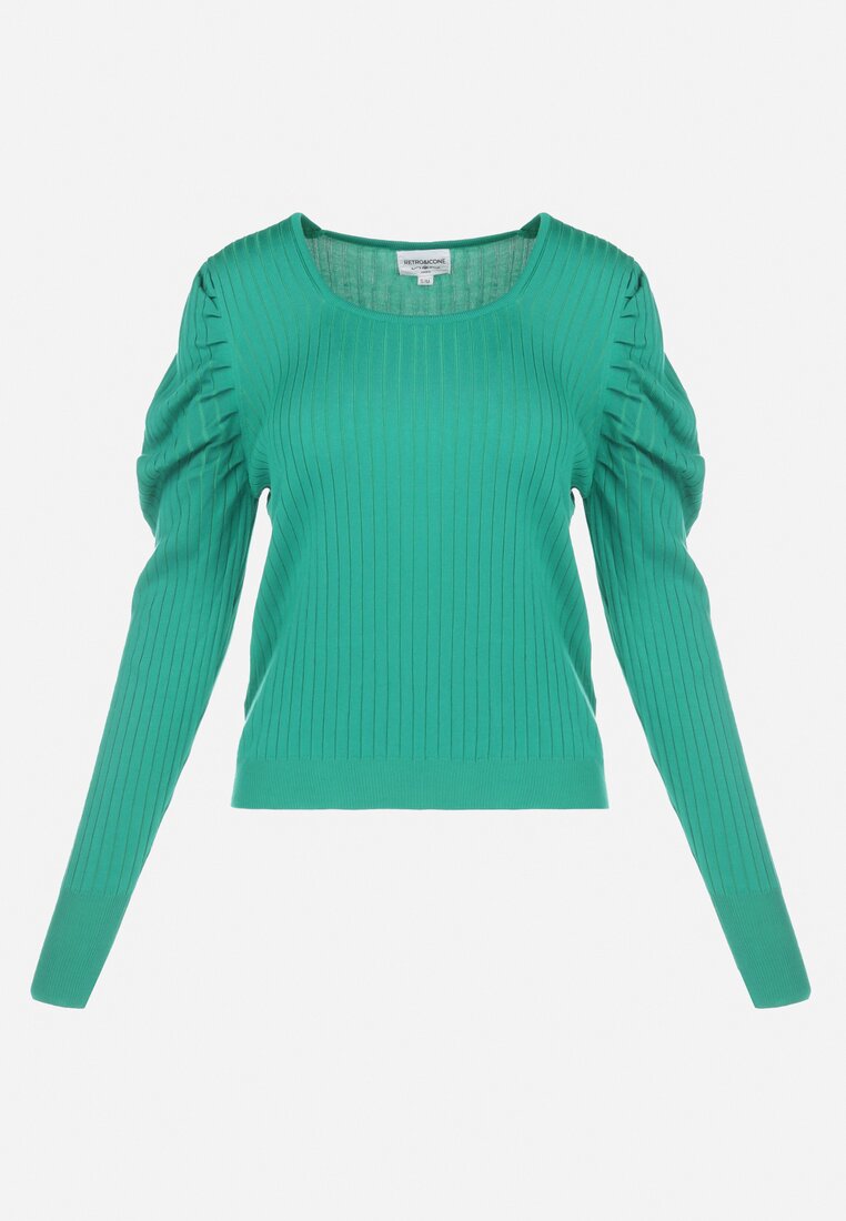 Zielony Sweter z Bufiastym Rękawem Hecena