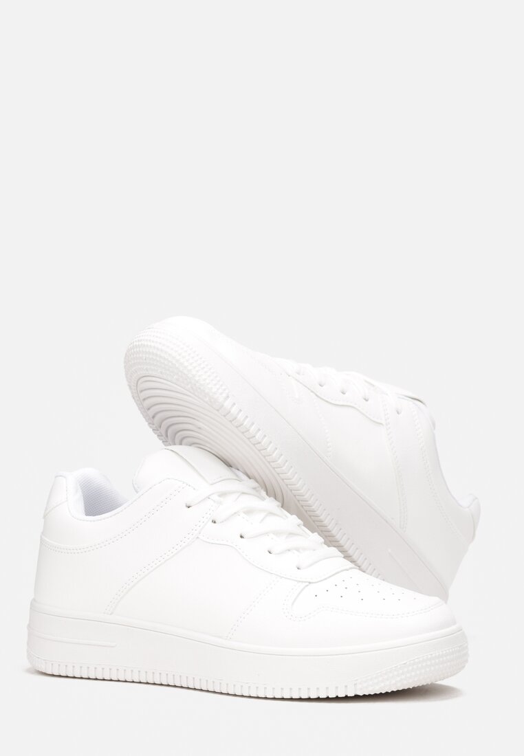 Białe Buty Sportowe Sznurowane na Płaskiej podeszwie Kiols