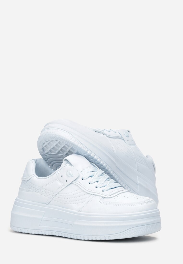 Niebieskie Sneakersy Sznurowane na Grubej Podeszwie Vemnan