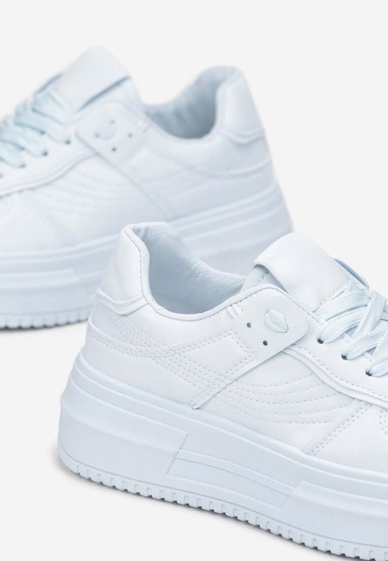 Niebieskie Sneakersy Sznurowane na Grubej Podeszwie Vemnan