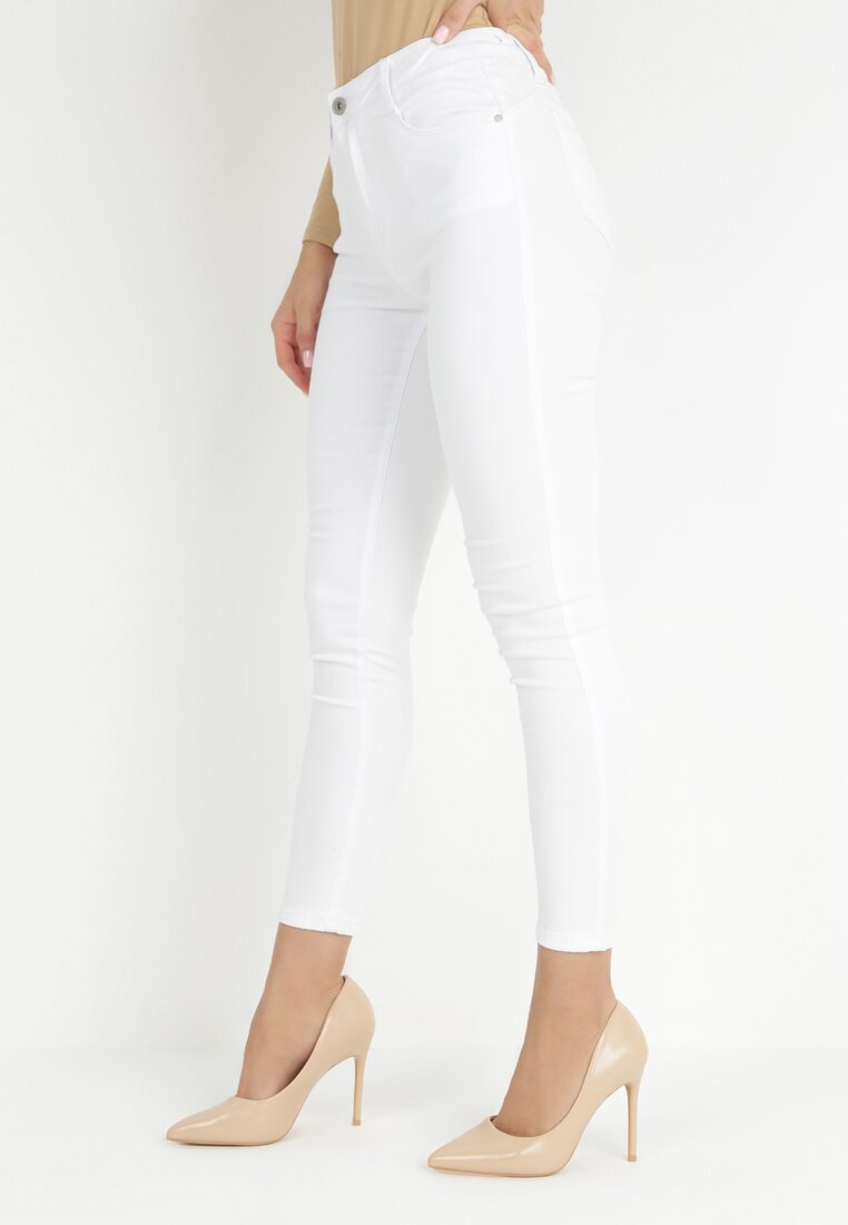 Białe Jeansy Skinny z Efektem Push Up Muhi