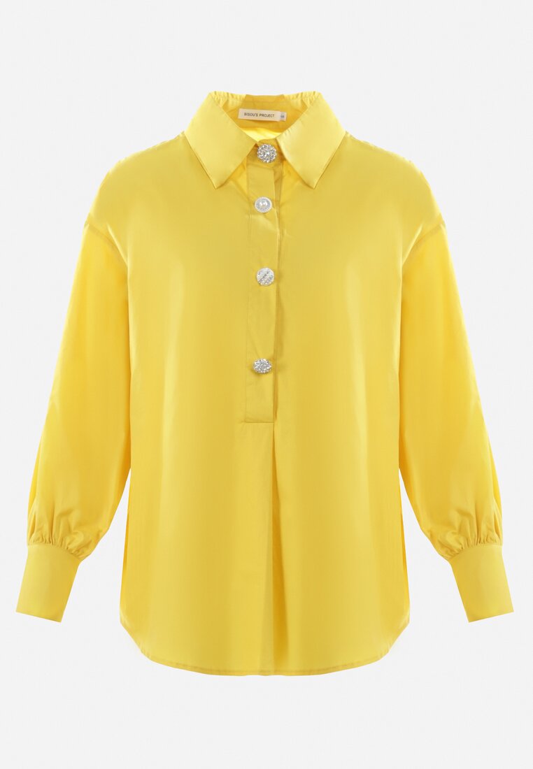 Żółta Koszula Bawełniana Trapezowa Hazala