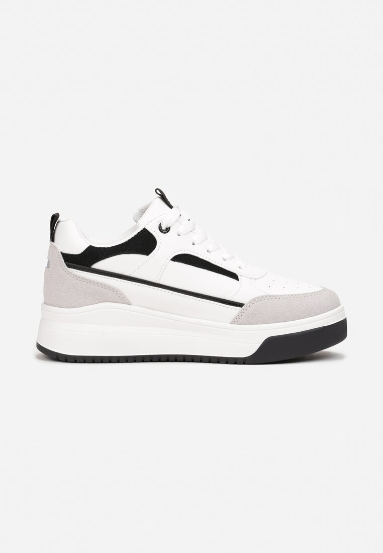Biało-Czarne Sneakersy na Grubej Podeszwie Nadin