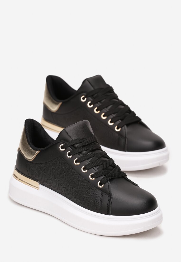 Czarne Sneakersy z Metalicznymi Wstawkami Zolana
