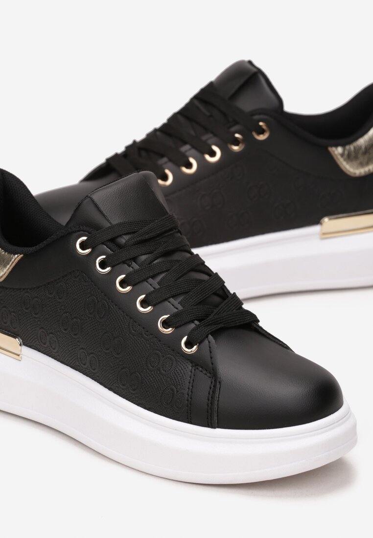 Czarne Sneakersy z Metalicznymi Wstawkami Zolana