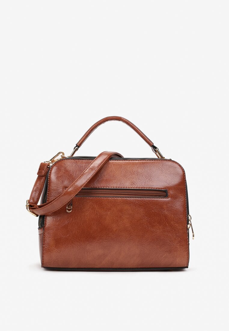 Brązowa Dwukomorowa Torebka ze Skośnym Pikowaniem Silja