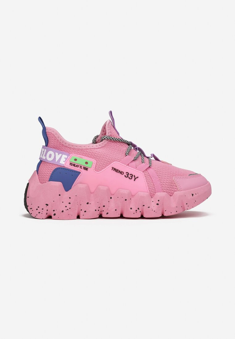 Fuksjowe Sneakersy na Grubej Podeszwie z Siateczkową Cholewką Sarahi